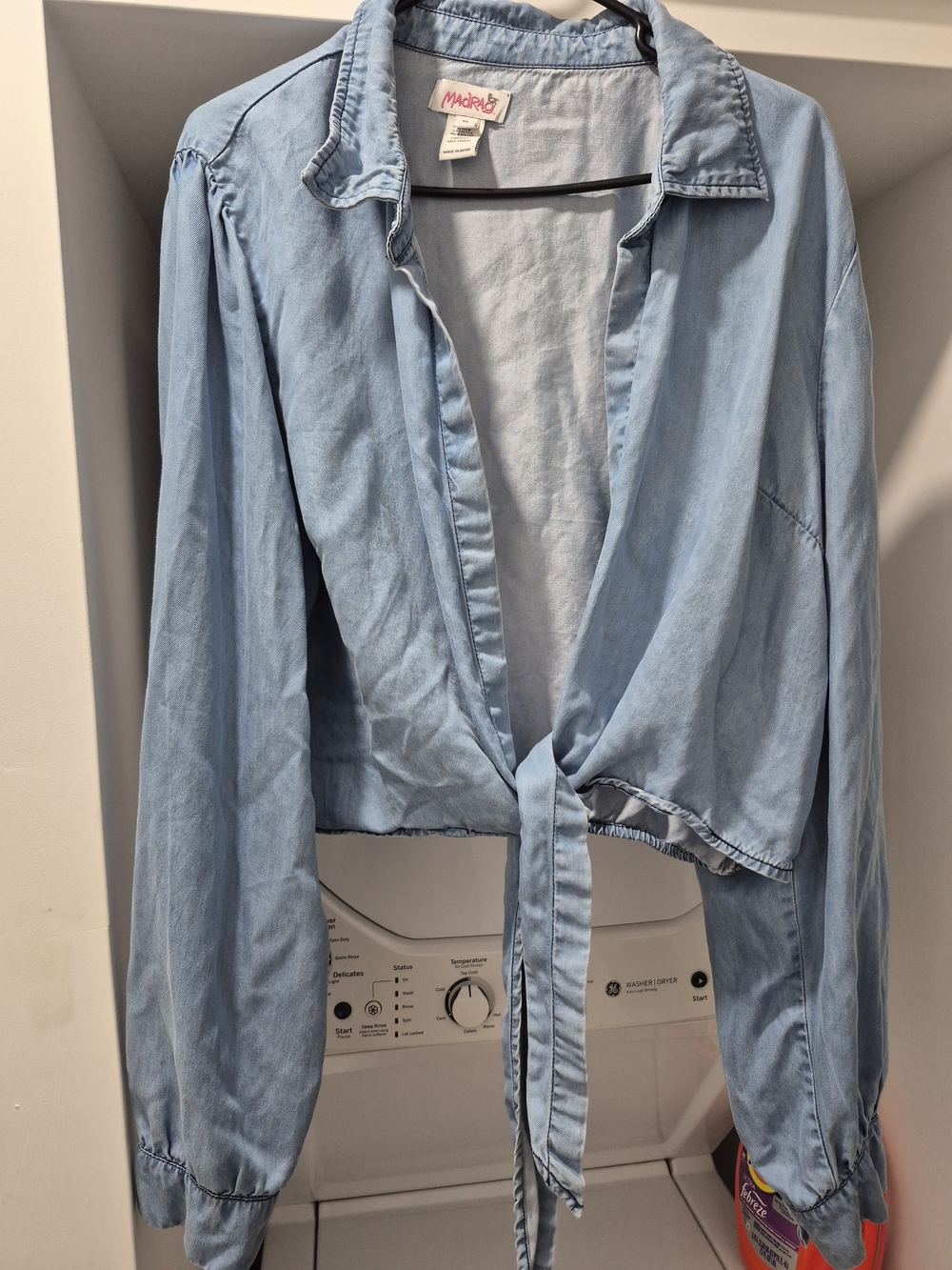 Light Blue Tie-Front Soft Denim Shirt